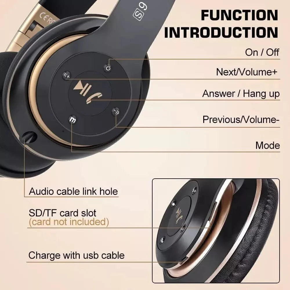 Wireless Headphones Bluetooth Noise Cancelling Stereo Earphones over Ear Headset